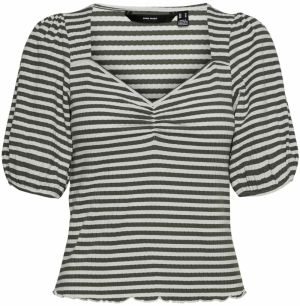 VERO MODA Tričko 'Gabi'  zelená / biela