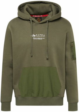 ALPHA INDUSTRIES Mikina  zelená / olivová / šedobiela