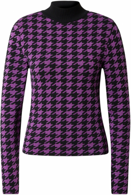 River Island Tričko 'HOUNDSTOOTH'  fialová / čierna