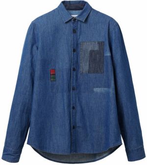 Desigual Košeľa 'Bernardino'  námornícka modrá / modrá denim / zelená / červená