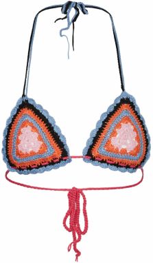 VERO MODA Bikinový top 'Renu'  modrosivá / oranžová / ružová / čierna