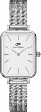 Daniel Wellington Analógové hodinky 'Quadro Pressed Sterling S White'  strieborná / biela