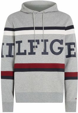 TOMMY HILFIGER Mikina  sivá / tmavočervená / biela