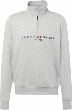 TOMMY HILFIGER Mikina  námornícka modrá / sivá melírovaná / červená / biela