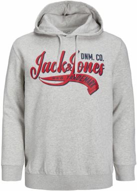 Jack & Jones Plus Mikina  tmavomodrá / sivá melírovaná / červená