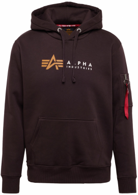 ALPHA INDUSTRIES Mikina  hnedá / pastelovo oranžová / červená / biela