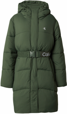 Calvin Klein Jeans Zimný kabát  tmavozelená / biela