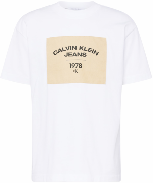 Calvin Klein Jeans Mikina  béžová / čierna / biela