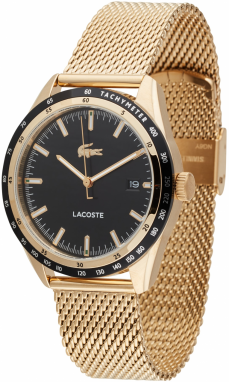 LACOSTE Analógové hodinky 'Everett'  zlatá / čierna