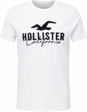 HOLLISTER Tričko  čierna / biela