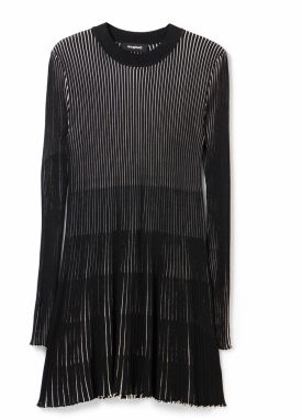 Desigual Pletené šaty 'VENICE'  čierna / biela