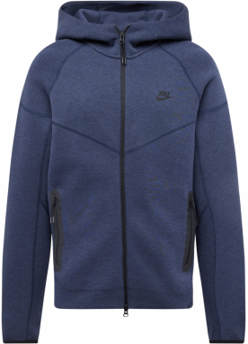 Nike Sportswear Tepláková bunda 'TCH FLC'  modrá melírovaná / čierna