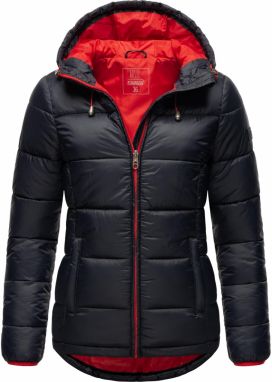 MARIKOO Zimná bunda 'Leandraa'  tmavomodrá / červená / čierna