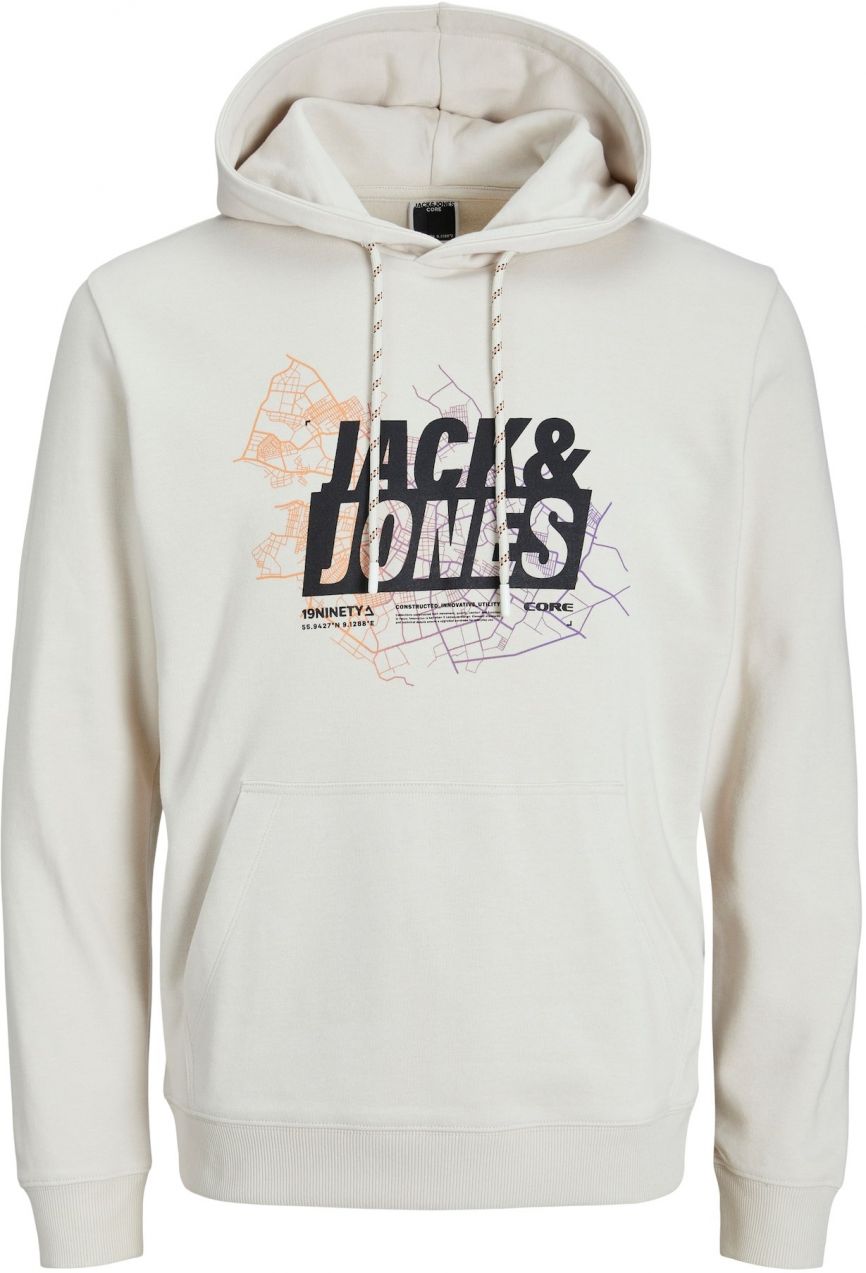 JACK & JONES Mikina  sivobéžová / fialová / oranžová / čierna