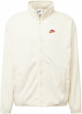 Nike Sportswear Flisová bunda 'CLUB'  rubínová / prírodná biela