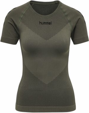 Hummel Funkčné tričko 'First Seamless'  olivová / čierna