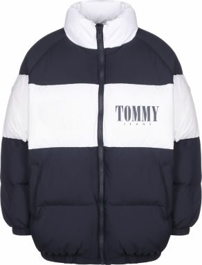 Tommy Jeans Zimná bunda  námornícka modrá / biela