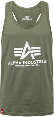 ALPHA INDUSTRIES Tričko  zelená / biela