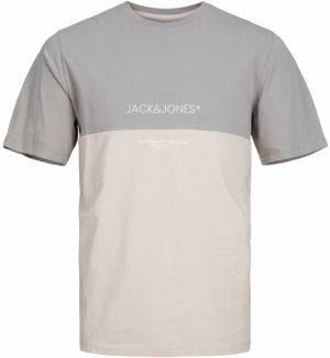 JACK & JONES Tričko 'Eryder'  sivá / sivobéžová / biela