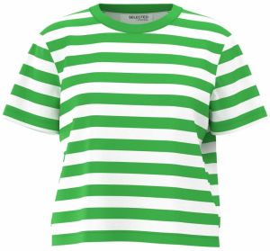 SELECTED FEMME Tričko 'Essential'  zelená / biela