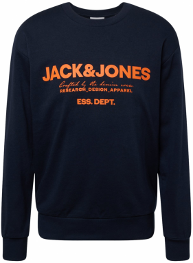 JACK & JONES Mikina 'GALE'  tmavomodrá / oranžová