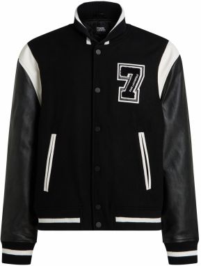 Karl Lagerfeld Prechodná bunda 'Varsity'  čierna / biela