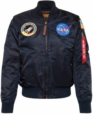 ALPHA INDUSTRIES Prechodná bunda 'NASA'  modrá / tmavomodrá / červená / biela