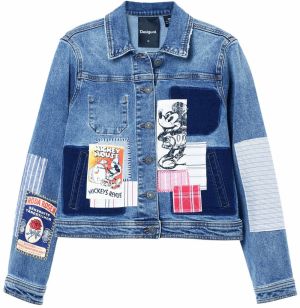 Desigual Prechodná bunda 'Mickey Mouse'  námornícka modrá / modrá denim / krvavo červená / šedobiela