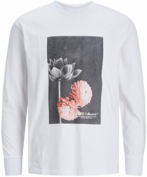 JACK & JONES Tričko 'FLOWER'  rosé / čierna / biela