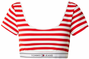 Tommy Jeans Tričko  námornícka modrá / červená / šedobiela