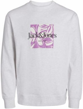 JACK & JONES Mikina 'Lafayette'  fialová / čierna / biela melírovaná