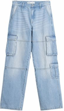 Bershka Rifľové kapsáče  modrá denim