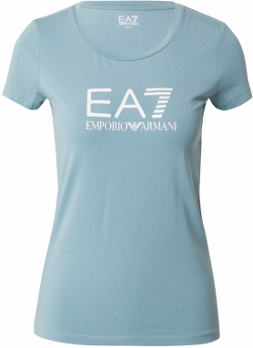 EA7 Emporio Armani Tričko  modrosivá / biela