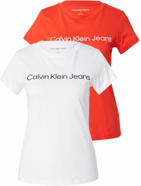 Calvin Klein Jeans Tričko  oranžovo červená / čierna / biela