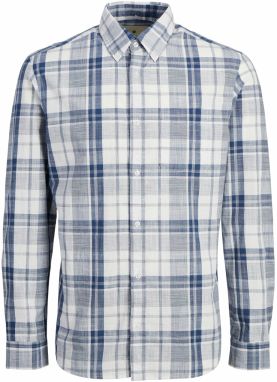 JACK & JONES Košeľa 'Blubrook'  námornícka modrá / modrosivá / biela