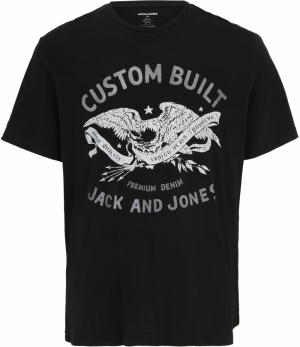 Jack & Jones Plus Tričko 'FONNE'  striebornosivá / svetlosivá / čierna