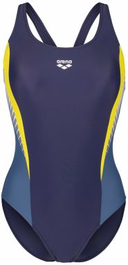 ARENA Športové jednodielne plavky 'THREEFOLD R'  námornícka modrá / tmavomodrá / limetová / biela
