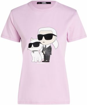 Karl Lagerfeld Tričko 'Ikonik 2.0'  béžová / levanduľová / čierna / biela