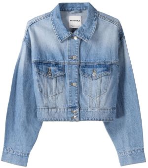 Bershka Prechodná bunda  modrá denim