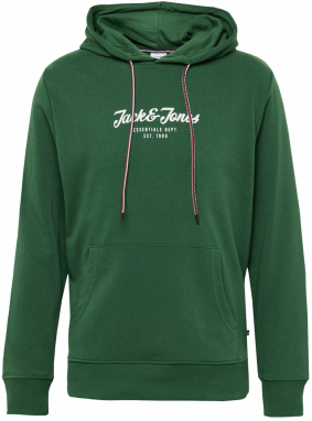 JACK & JONES Mikina 'HENRY'  tmavozelená / červená / čierna / biela