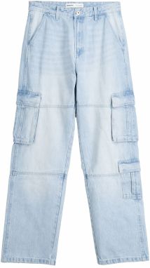 Bershka Rifľové kapsáče  modrá denim