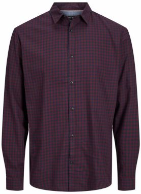 JACK & JONES Košeľa 'Gingham'  námornícka modrá / krvavo červená