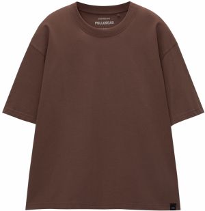 Pull&Bear Tričko  čokoládová / sivá / čierna