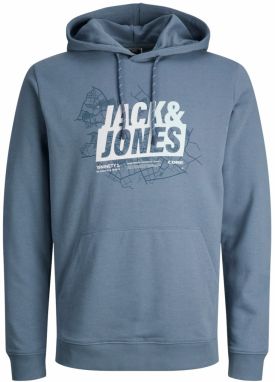 JACK & JONES Mikina 'Map Summer'  námornícka modrá / šedobiela