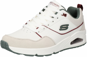 SKECHERS Nízke tenisky 'UNO - RETRO ONE'  sivobéžová / zelená / tmavočervená / biela