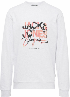 JACK & JONES Mikina 'ARUBA'  sivá / pitaya / čierna