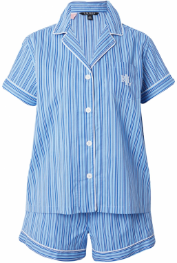 Lauren Ralph Lauren Pyžamo  námornícka modrá / svetlomodrá / šedobiela