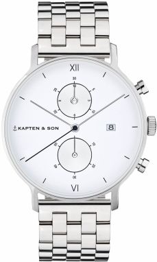 Kapten & Son Analógové hodinky 'Chrono Silver Steel'  strieborná