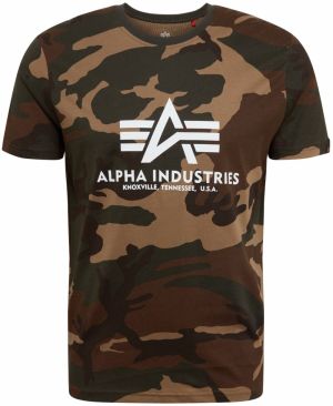 ALPHA INDUSTRIES Tričko  tmavobéžová / hnedá / olivová / biela