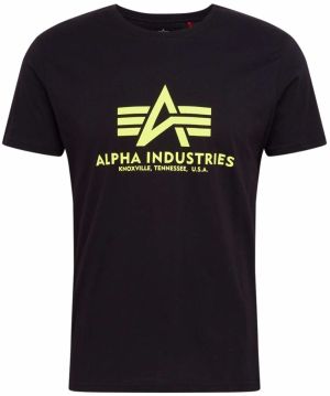 ALPHA INDUSTRIES Tričko 'Basic T Neon Print'  neónovo žltá / čierna